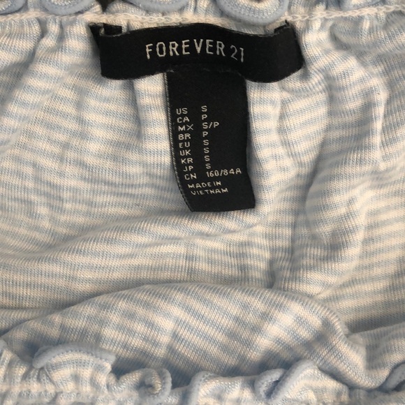 *SOLD* Forever 21 baby blue stripe off shoulder top - Picture 4 of 6